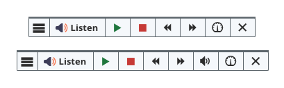 Screenshot of the webReader player with and without volume button.