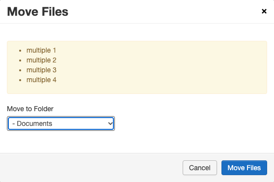 Dialog that asks the user where the selected files should be moved to