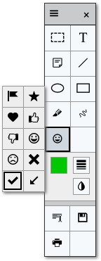 Annotations toolbar with the new symbol palette open