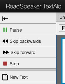 Screenshot of the playback controls in TextAid.