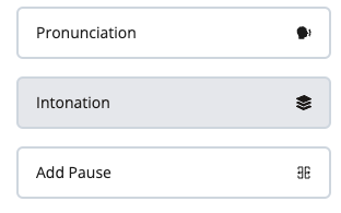 Screenshot of a part of the right sidebar in the studio with the Intonation button selected.